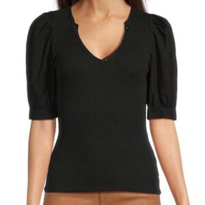 Nation LTD Black Puff Sleeve Top